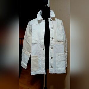 Women's White-Cream colorblocked lightweight Denim Jacket